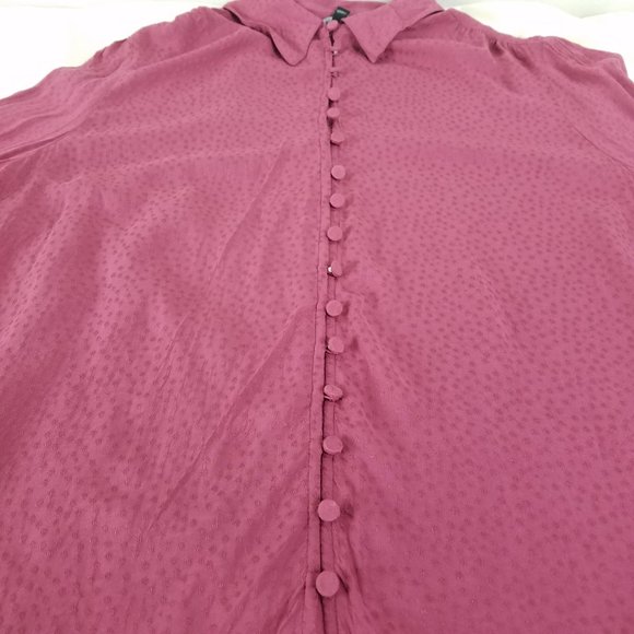 Express Shirt Womens Large Top New Smocked Cuff Long Sleeve Button Up Blouse - Picture 5 of 11